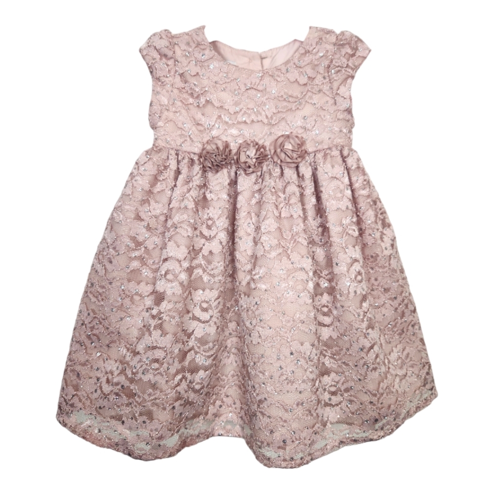Mia & Mimi Baby Girl Blush Pink Lace Rosette Special Formal Dress 12 Mon…